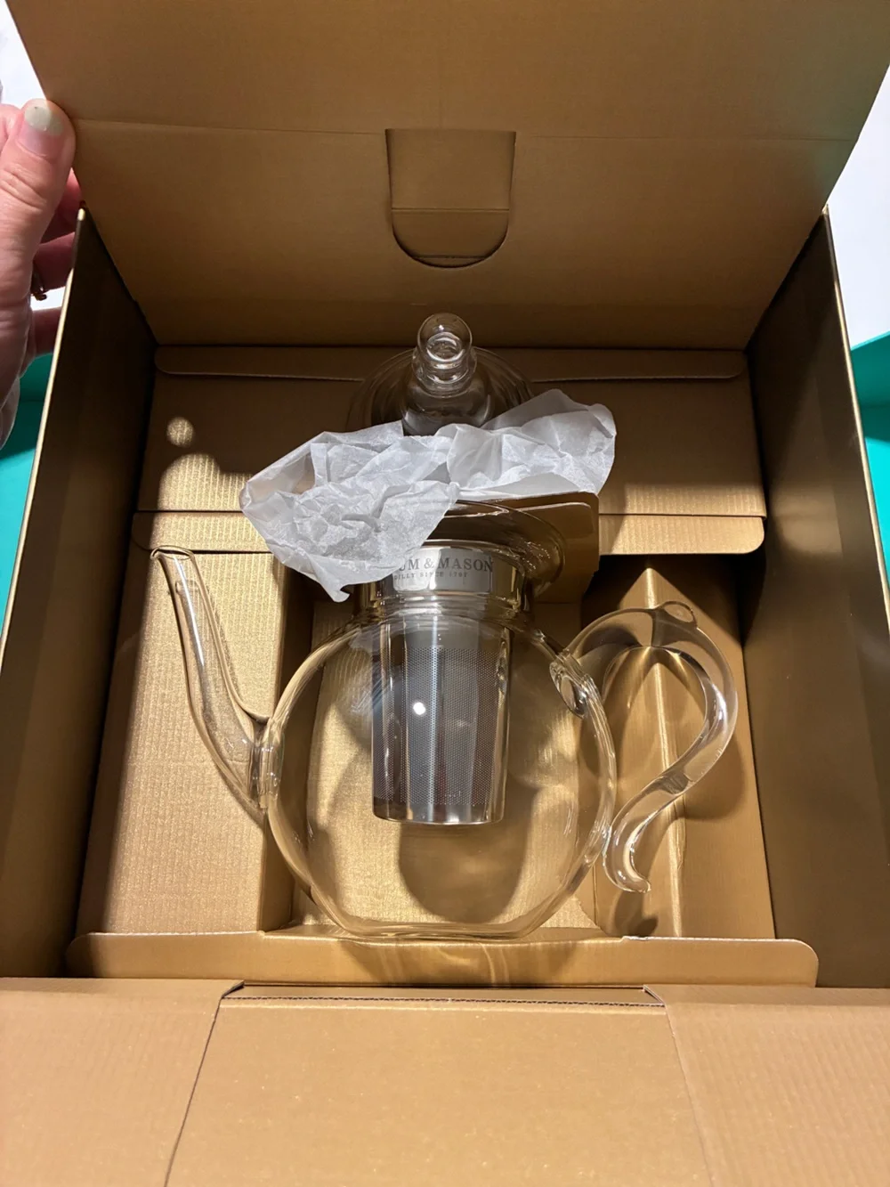 Fortnum & Mason The Oriental Clear Glass 2 Cup Floral Teapot w/ Infuser